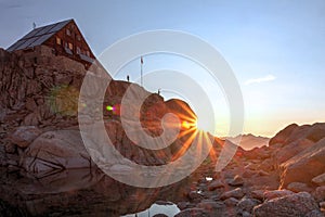 Cabane d`Orny at sunrise, Switzerland