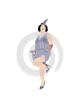 Cabaret girl dancing on white background. Beauty portrait