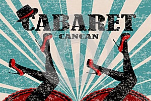 Cabaret poster with women legs in red shoes