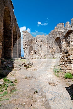 Cabaret tower ruin walls at Lastours