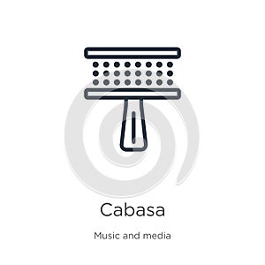 Cabasa icon. Thin linear cabasa outline icon isolated on white background from music collection. Line vector sign, symbol for web