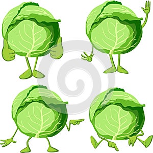 Cabbage cartoon with legs and hand gesture - vector