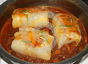 Cabbage filled with meat