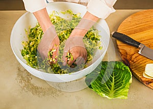 Cabbage kimchi and sauerkraut