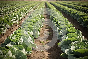 Cabbage lettuce growing. Generate Ai