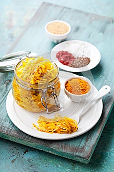 Cabbage marinated with turmeric