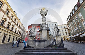 Cabbage Market Square, Zelny trh and Holy Trinity Column - Brno, Czech Republic .8 May 2023