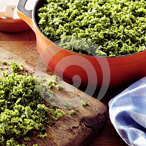 Cabbage in a pan photo