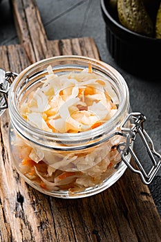 Cabbage preserving  on gray background