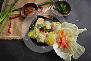 cabbage rolls stuffed meat or kol gulung, kelem dolmasi, sarma Cabbage wraps,