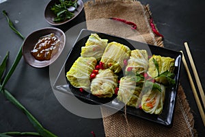 Cabbage rolls stuffed meat or kol gulung, kelem dolmasi, sarma Cabbage wraps,