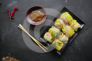 cabbage rolls stuffed meat or kol gulung, kelem dolmasi, sarma Cabbage wraps,