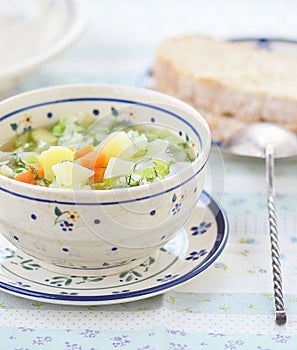 Cabbage and summer vegetables soup