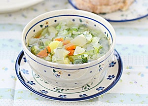 Cabbage and summer vegetables soup