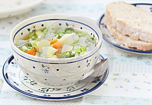 Cabbage and summer vegetables soup