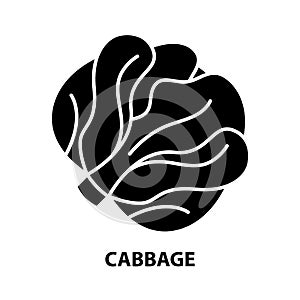 cabbage symbol icon, black vector sign with editable strokes, concept illustration