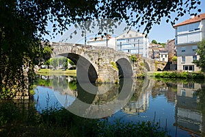 Cabe river and old bridge at Monforte de Lemos photo