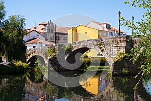 Cabe river and old bridge at Monforte de Lemos