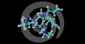 Cabergoline molecular structure isolated on black