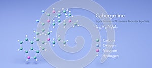 cabergoline molecule, molecular structures, dopamine receptor agonists, 3d model, Structural Chemical Formula and Atoms with Color