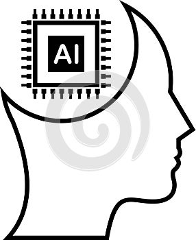 AI. Artificial intelligence. Neural network made with artificial intelligence. Artificial intelligence brain. Vector illustration.