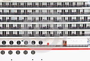 Cabin balconies of a cruise ship