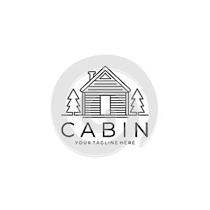 cabin or cottage logo line art minimalist vector illustration design