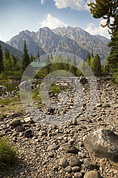 Cabin at Cottonwood Creek, with Teton Mountains, Jackson Hole, W