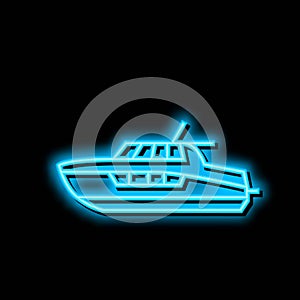 cabin cruiser boat neon glow icon illustration