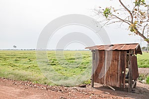 Cabin and field.