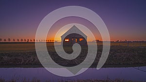 Cabin at a field in the beemster, Holland