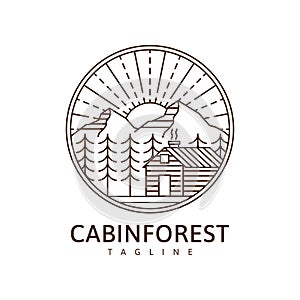 Cabin in the forest illustration vector