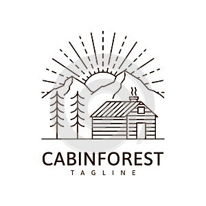 Cabin in the forest illustration vector