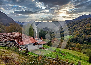 Cabin in La Muriosa valley, PiloÃÂ±a municipality, Asturias, Spain photo