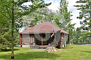 Cabin on Leonard Pond, Colton,  St. Lawrence County, New York, United States. NY. US. USA.