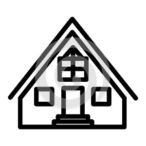 Cabin line icon. Hut vector illustration isolated on white. Gable roof cottage outline style design, designed for web