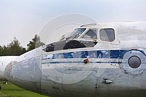 Cabin of an old military aircraft close-up