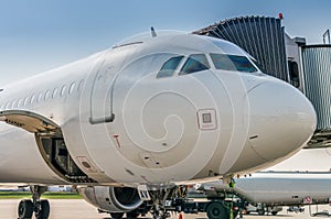 Cabin of plane with gate way for passangers