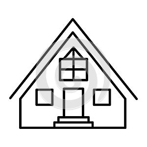 Cabin thin line icon. Hut vector illustration isolated on white. Gable roof cottage outline style design, designed for