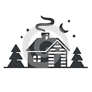 Cabin in woods icon