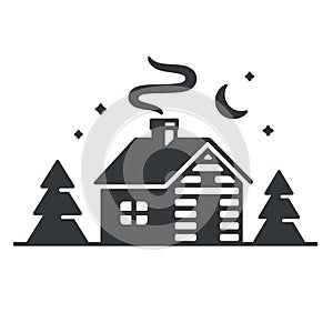 Cabin in woods icon photo