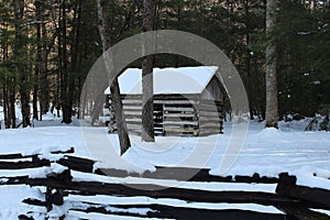 Snowy Cabin in Country