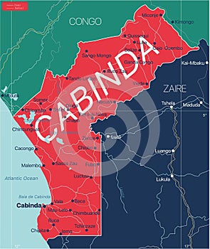 Cabinda country detailed editable map photo