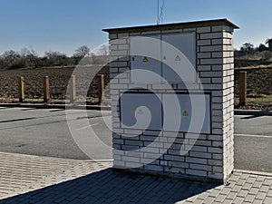 cabinet of the circuit breakers and the main switch of the