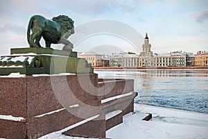 Cabinet of Curiosities in St. Petersburg at dawn in winter