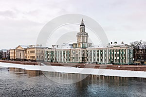 Cabinet of Curiosities in St. Petersburg at dawn in winter