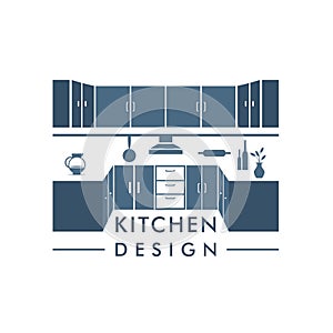 Cabinet Furniture Kitchen Set Interior Graphic Vector Logo Design