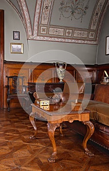 Cabinet inside castle of Lubomirski in Lancut. Poland