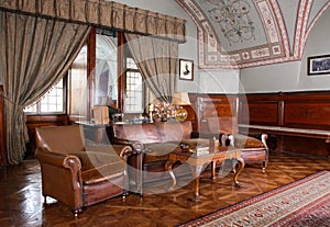 Cabinet inside castle of Lubomirski in Lancut. Poland