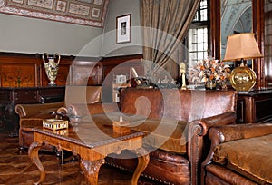 Cabinet inside castle of Lubomirski in Lancut. Poland